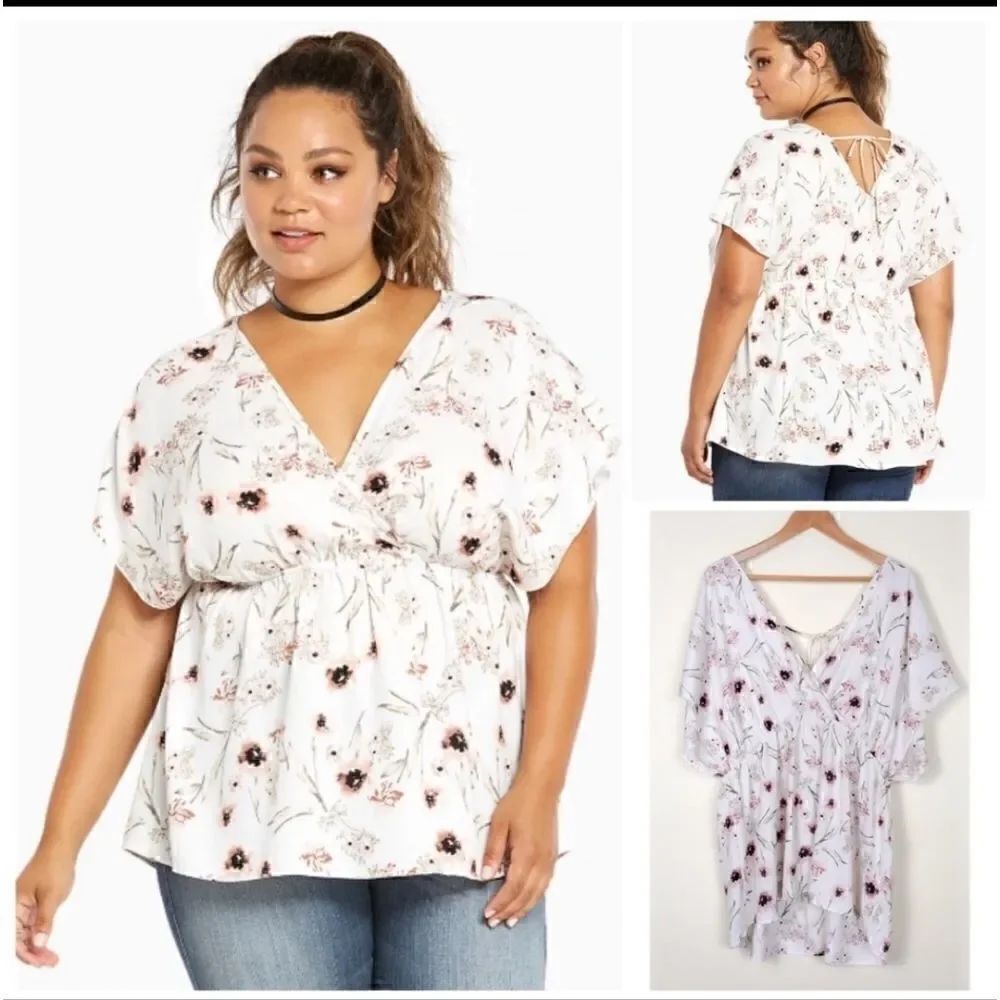Torrid floral suplice baby doll top size 1